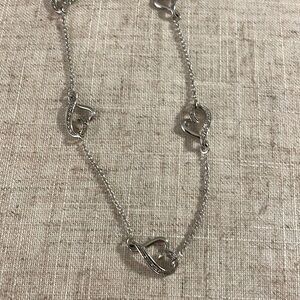 Diamond pave heart necklace sterling chain. Like new